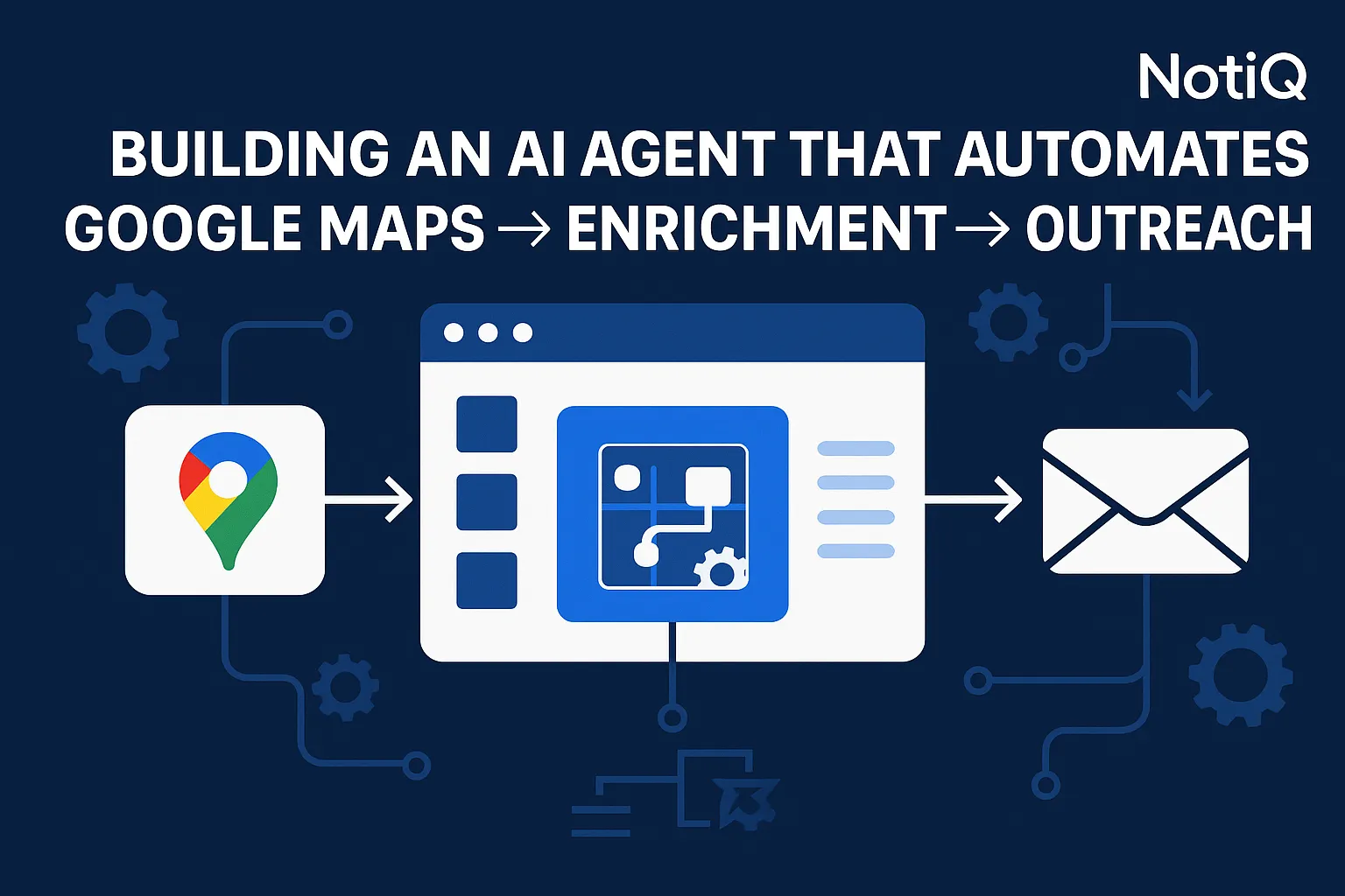 A futuristic AI interface mapping data connections, symbolizing automation in Google Maps for lead generation.