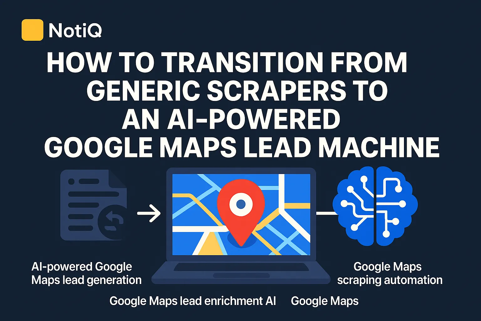 A visual of a person transitioning from traditional data scraping to using AI tools for optimizing Google Maps leads.