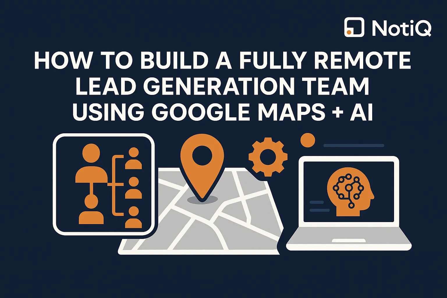 A digital workspace showing a map and AI tools, illustrating the concept of a remote lead generation team in action.