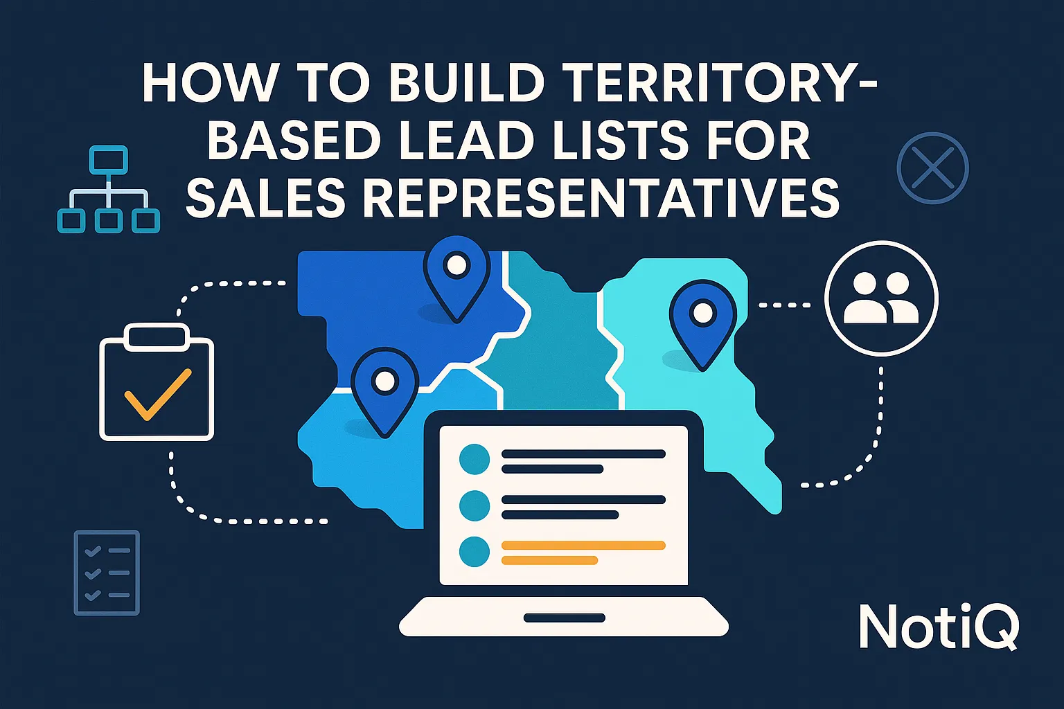 A sales professional analyzing a map with territory boundaries, highlighting lead lists and assignment strategies.