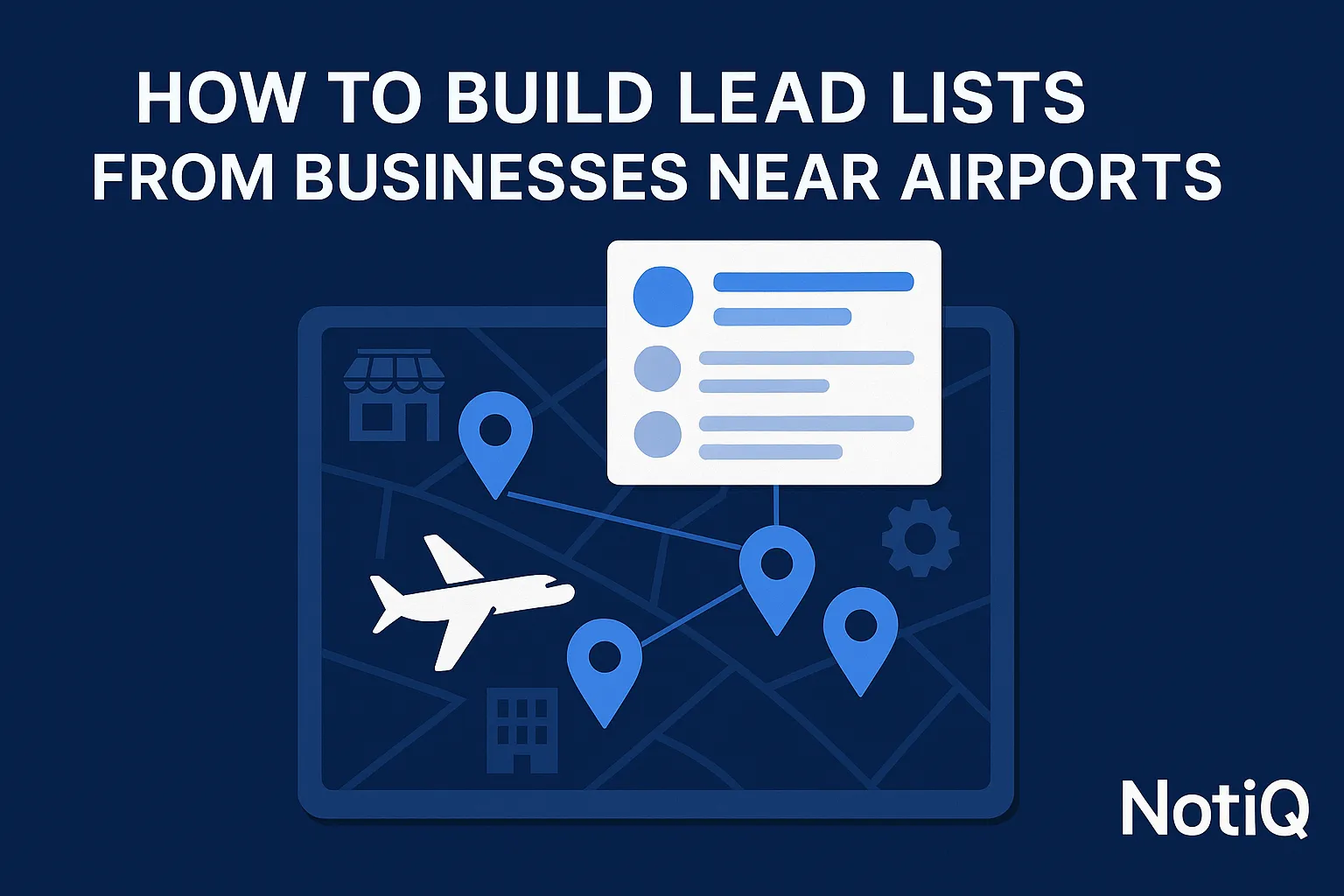 An aerial view of an airport surrounded by nearby businesses, illustrating the focus on lead generation from strategic locati