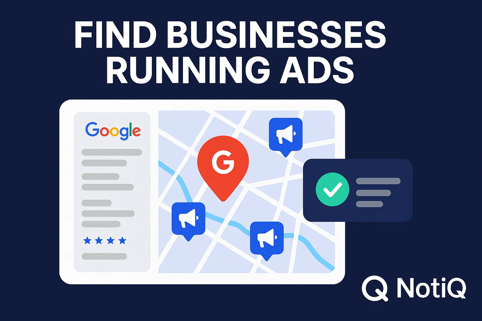 A screenshot of Google Maps displaying local businesses with highlighted ads and contact options for quick outreach.