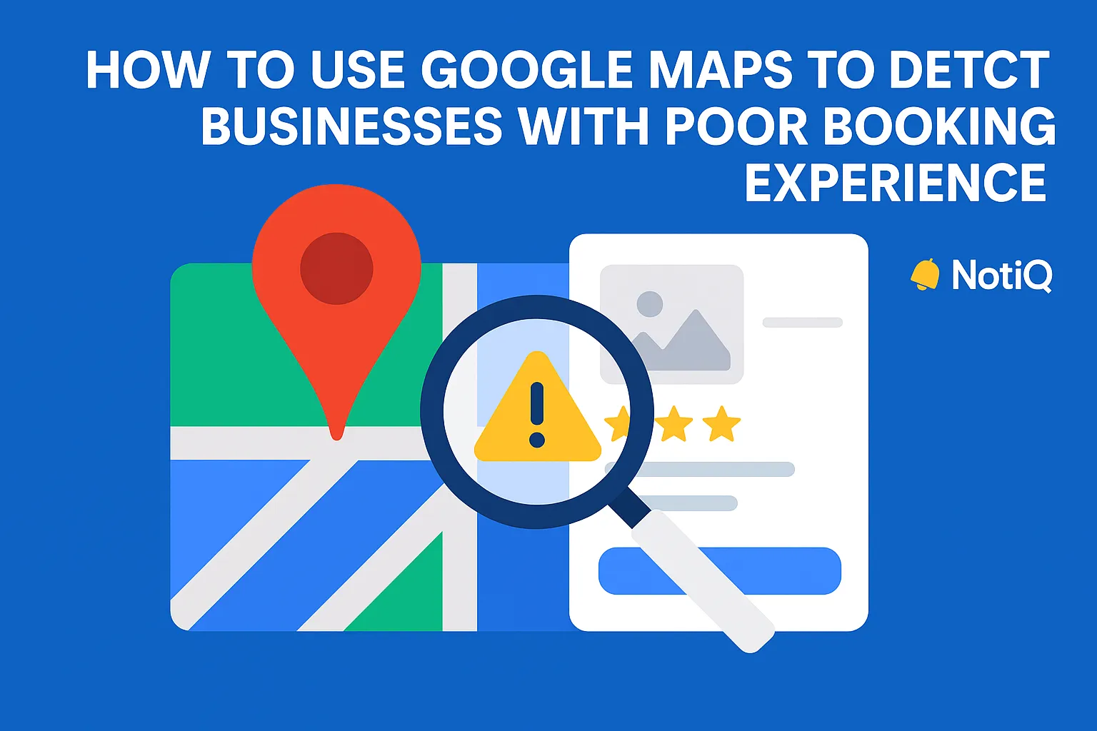 A digital map with various local business markers, highlighting booking issues and opportunities for outreach.