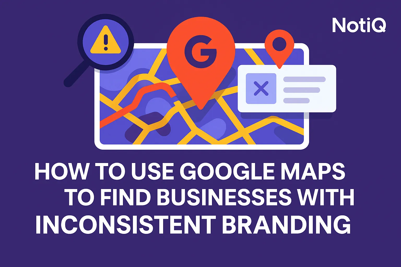 A screenshot of Google Maps highlighting various business locations with inconsistent branding elements.