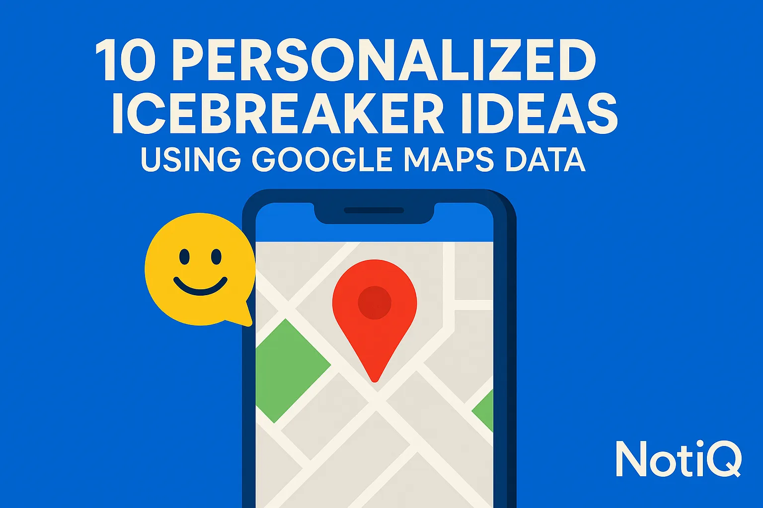 Illustration of a digital map overlaid with engaging icons representing personalized icebreakers and connection, featuring co