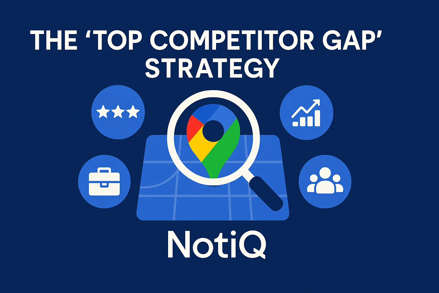 A screenshot of Google Maps showing competitor locations and market gaps for local SEO analysis.