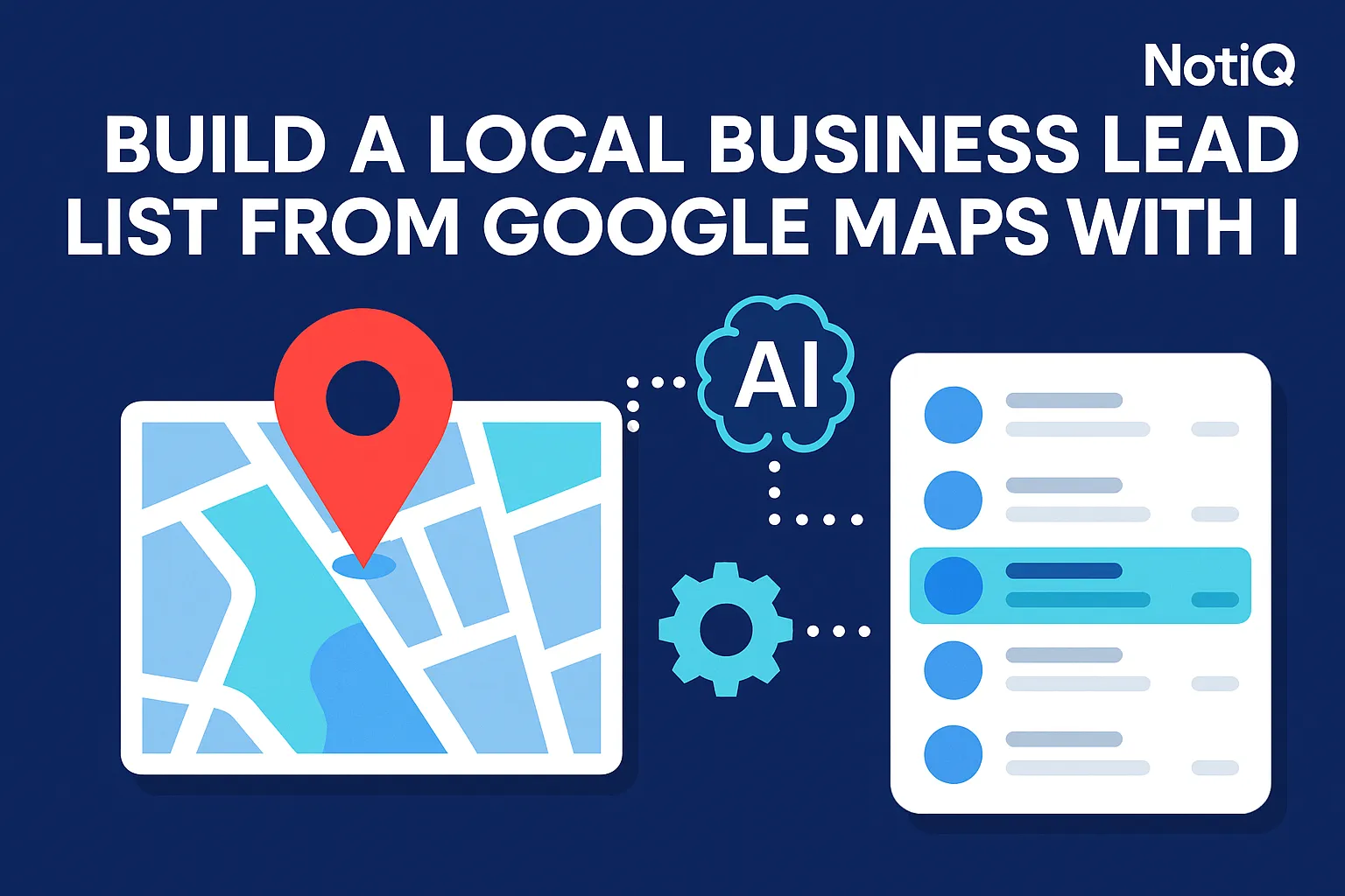 Image of a laptop screen displaying Google Maps listings, with highlighted phone numbers and email icons illustrating data ex