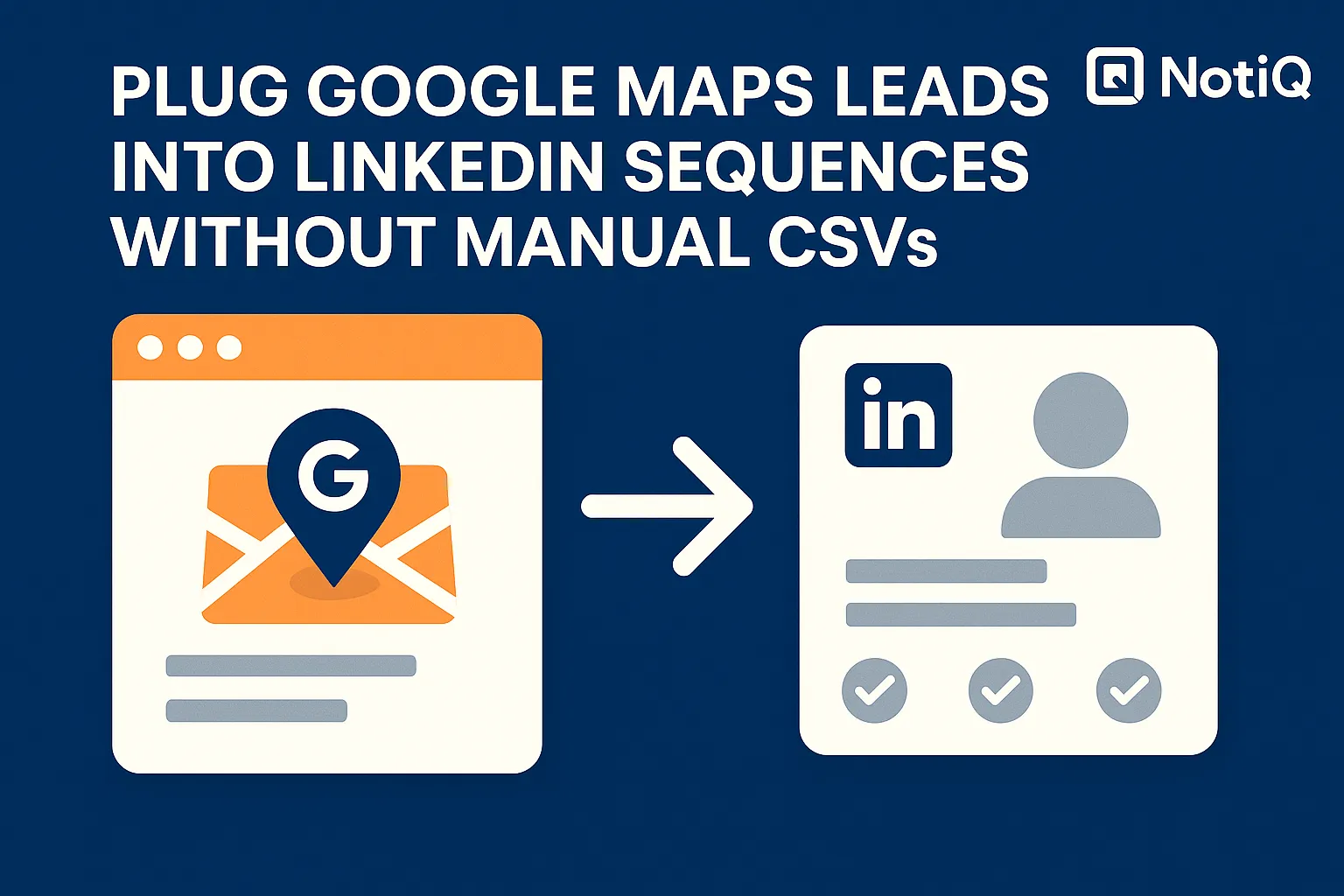 A digital workspace showing a Google Maps interface merging with LinkedIn for automated lead generation.