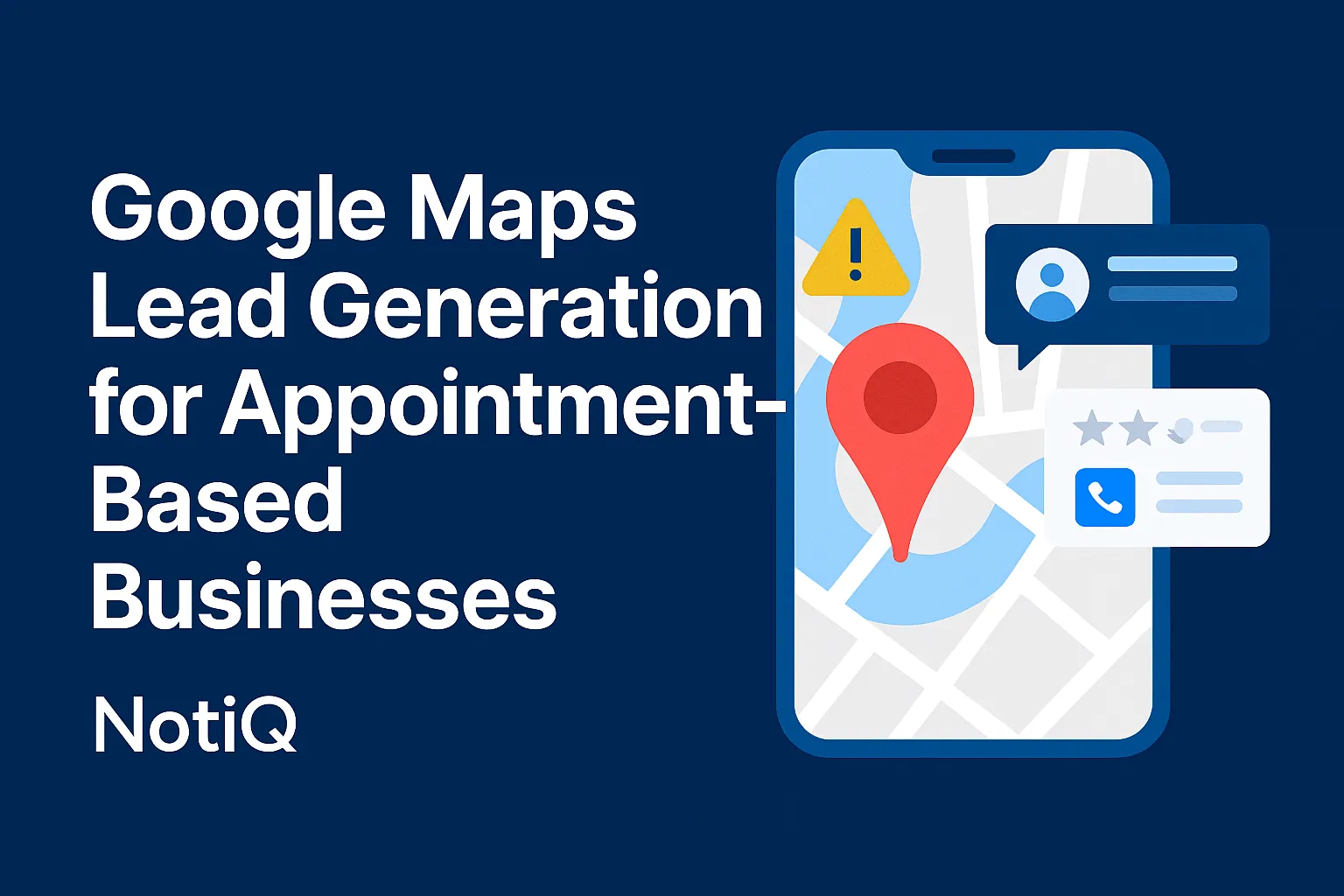 A laptop screen displaying Google Maps with highlighted business listings and appointment options for local prospecting.