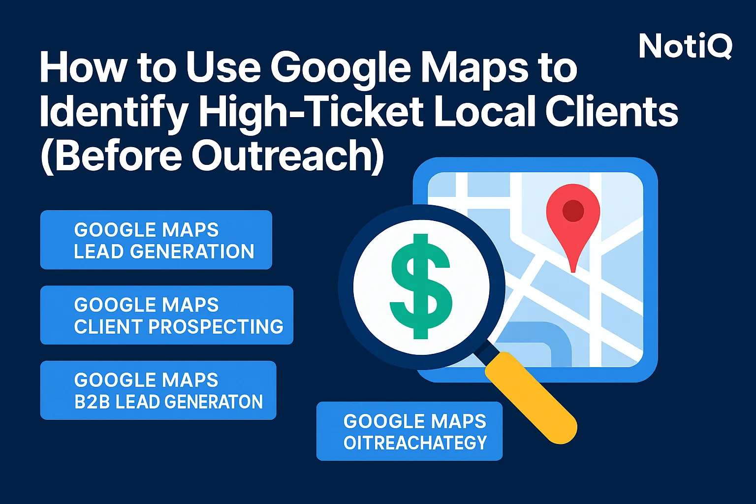 A person navigating Google Maps, highlighting local businesses, while analyzing potential high-ticket clients on a laptop.