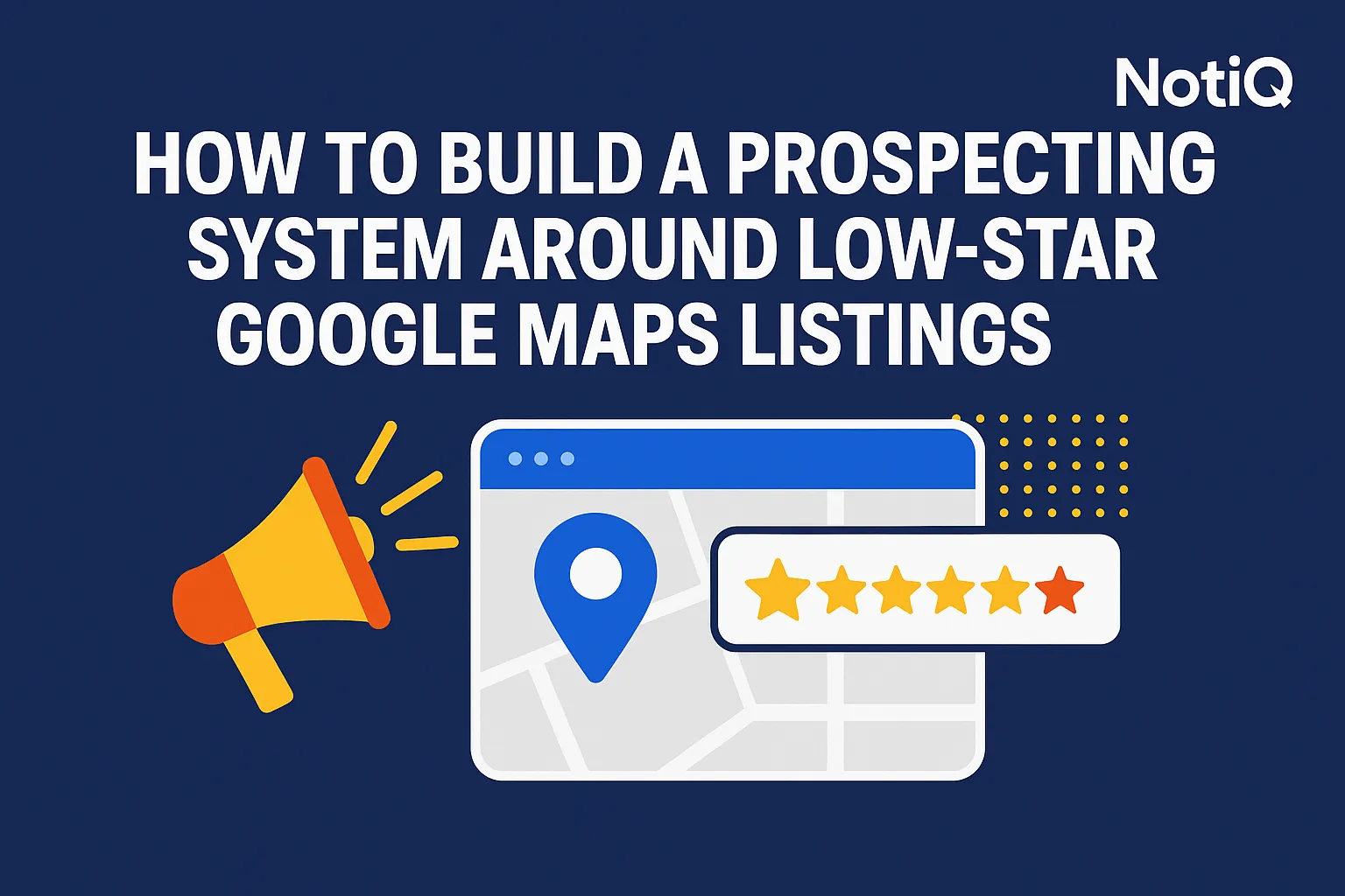 Image of a computer screen displaying low-star Google Maps listings with review highlights and outreach tools visible.