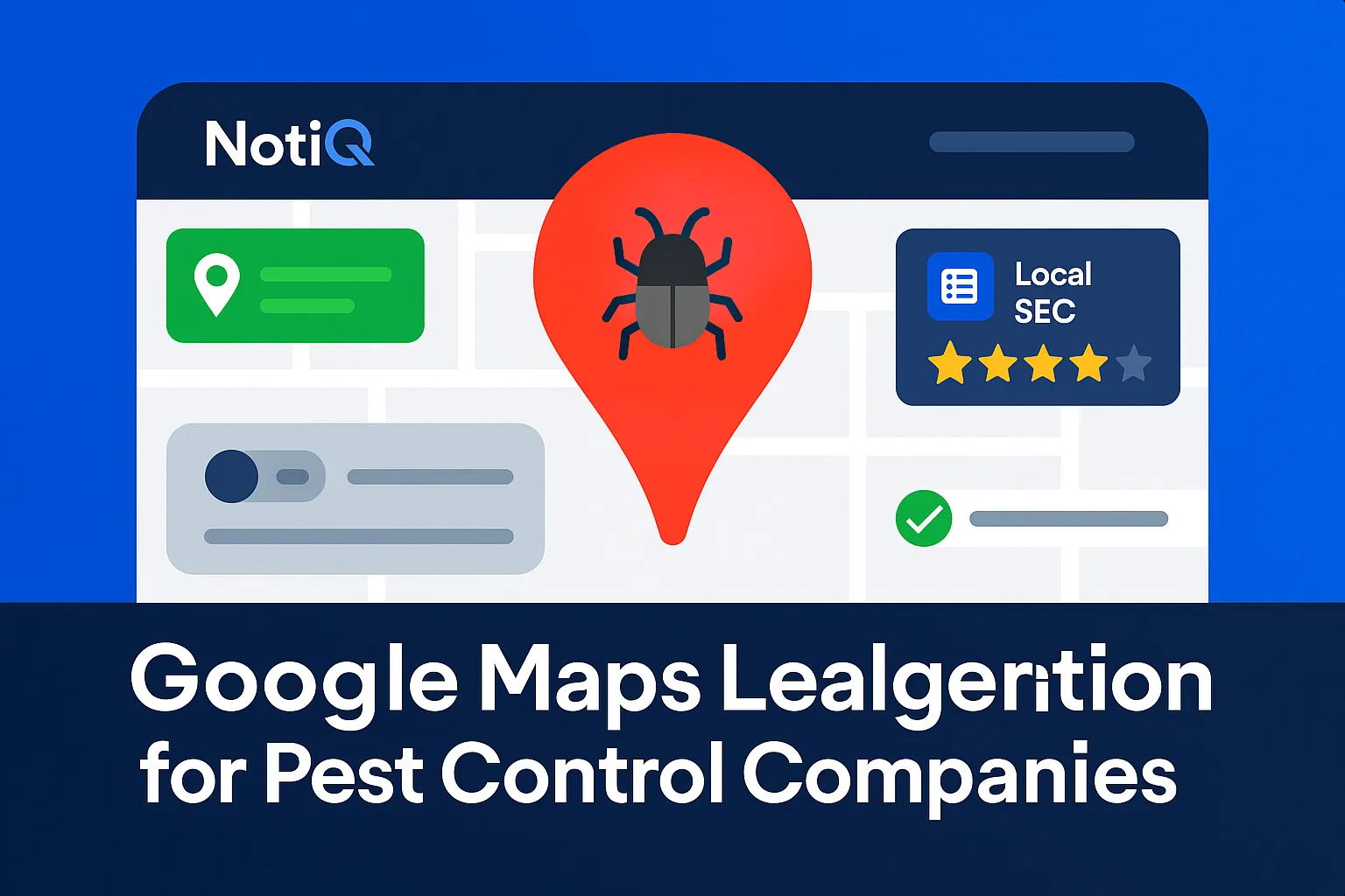 A digital map display marks pest control service areas, highlighting lead generation strategies for local businesses.