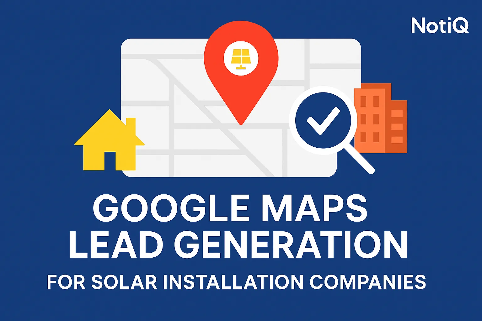 A laptop displaying Google Maps with solar panels on rooftops, illustrating lead generation for solar installation companies.
