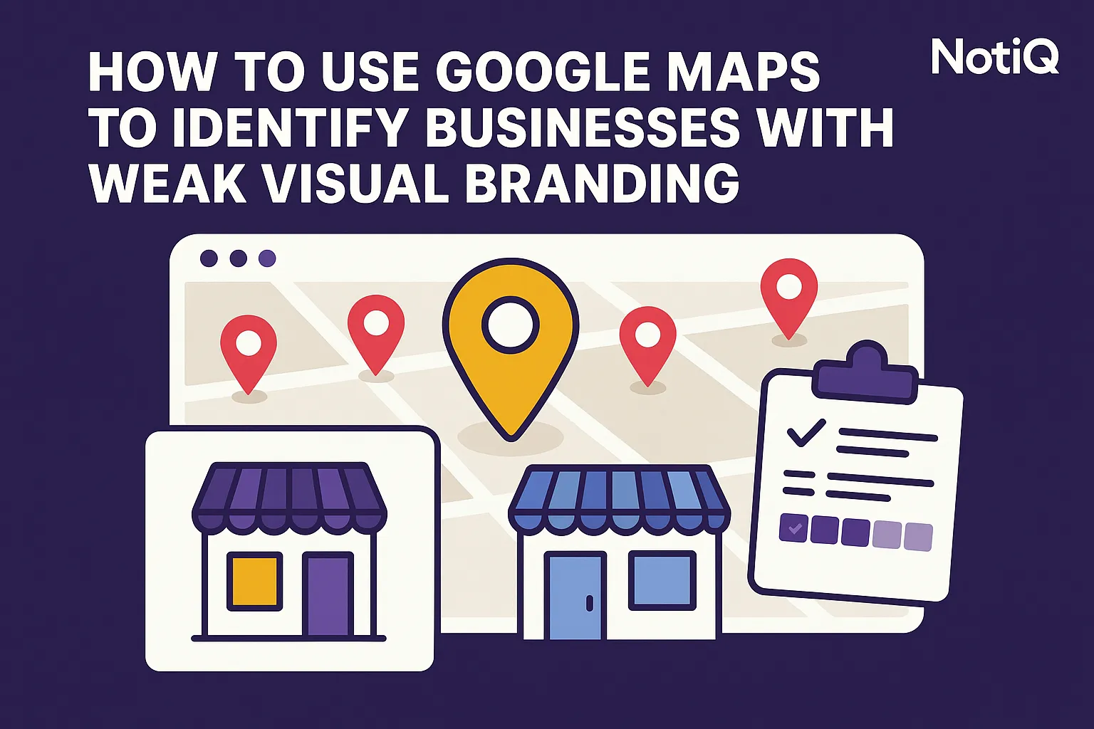 An open laptop displaying Google Maps with highlighted business listings showcasing inconsistent branding elements.