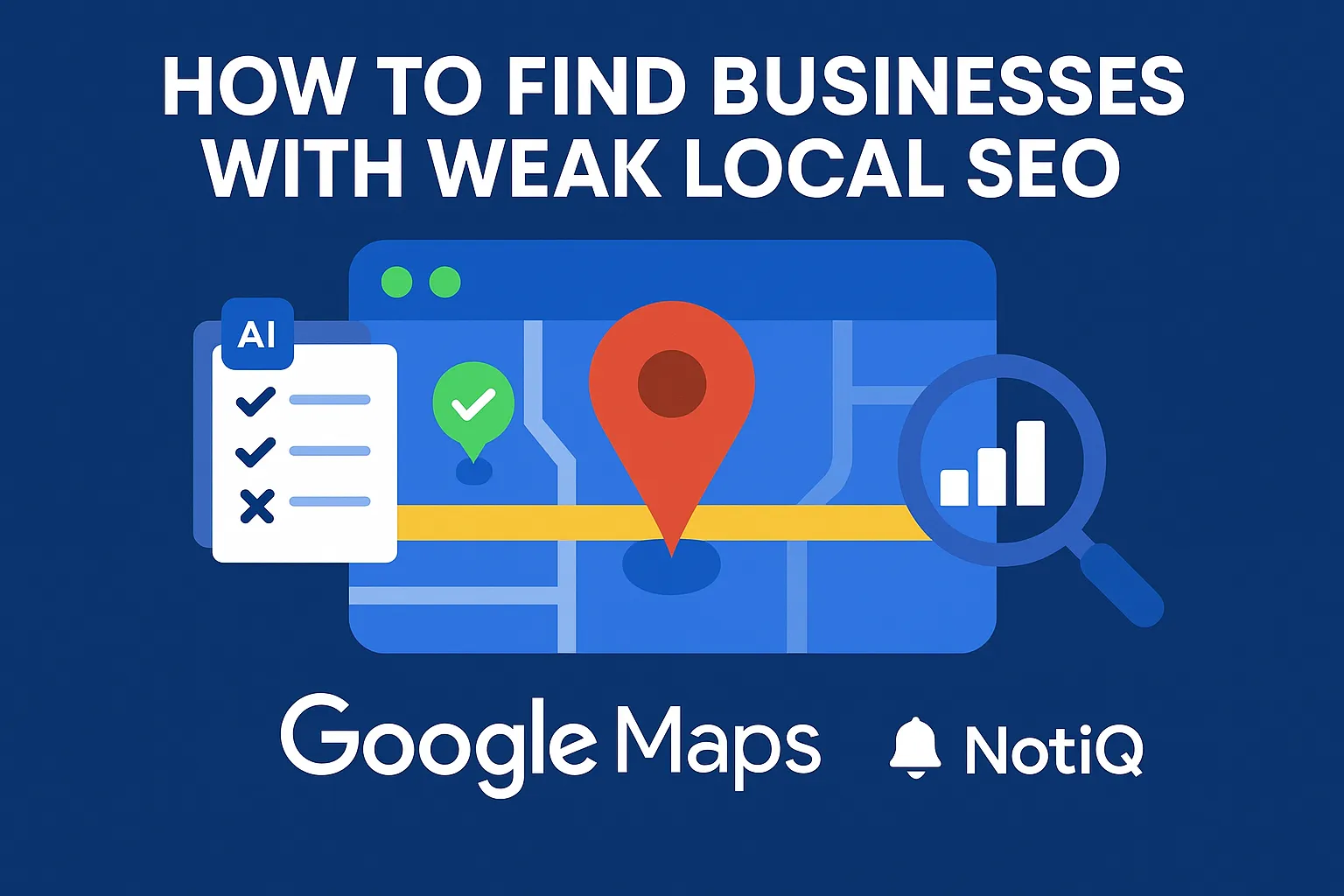 A person using a laptop, analyzing Google Maps with highlighted local business markers and SEO metrics on the screen.