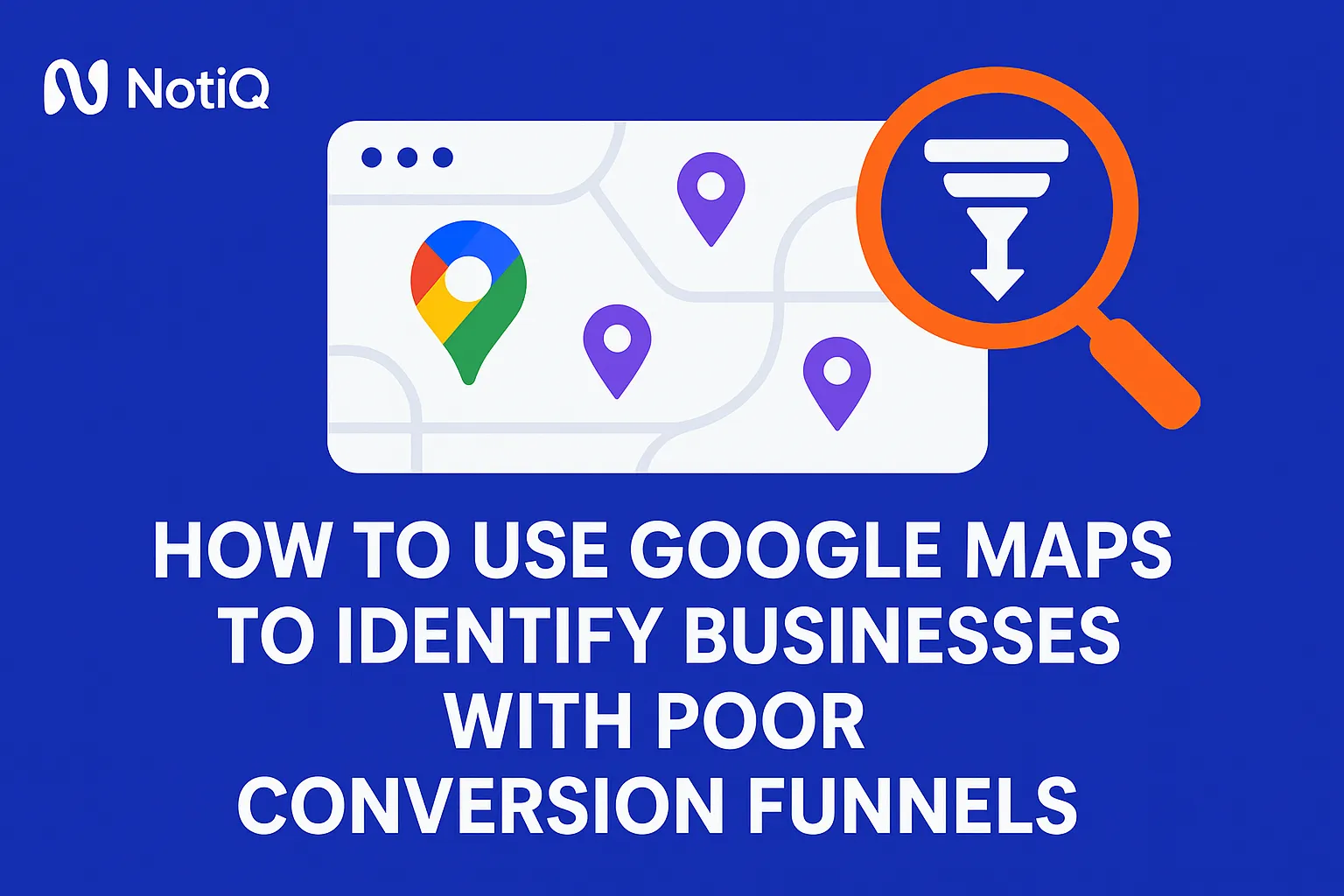 A user analyzing Google Maps on a laptop, highlighting local businesses with weak conversion funnels for targeted outreach.