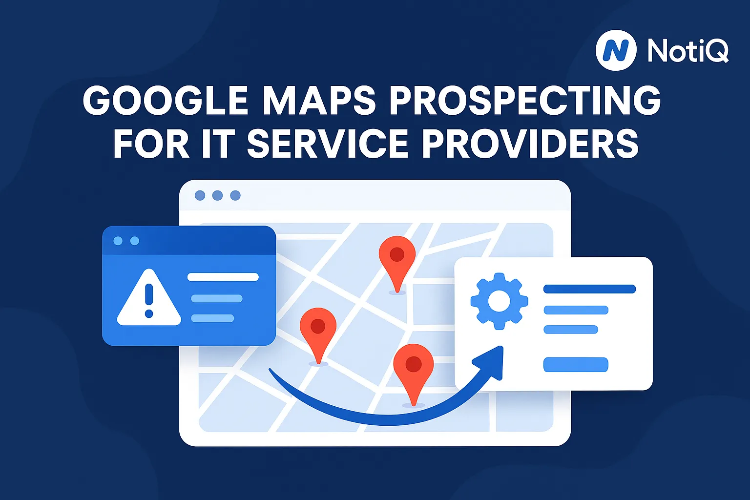 A person exploring Google Maps on a laptop, highlighting local businesses for IT service prospecting.