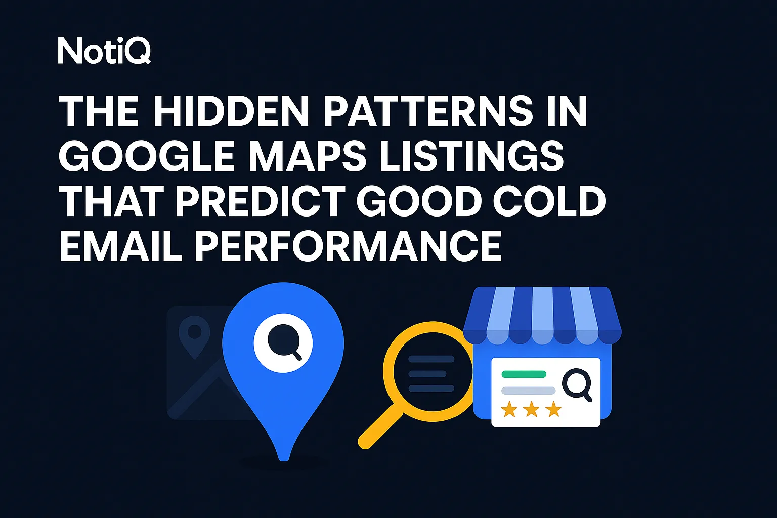 A visual of Google Maps listings with analytics overlays, highlighting patterns that indicate effective cold email targets.