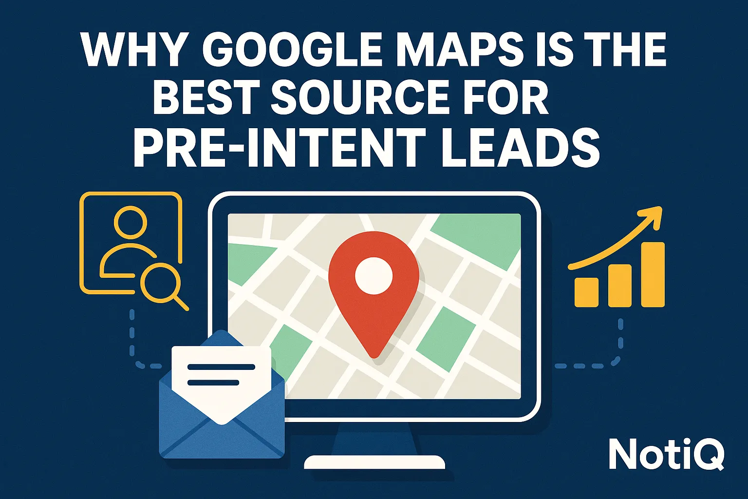 A dynamic map displaying Google Maps features, showcasing business listings and real-time lead generation opportunities.