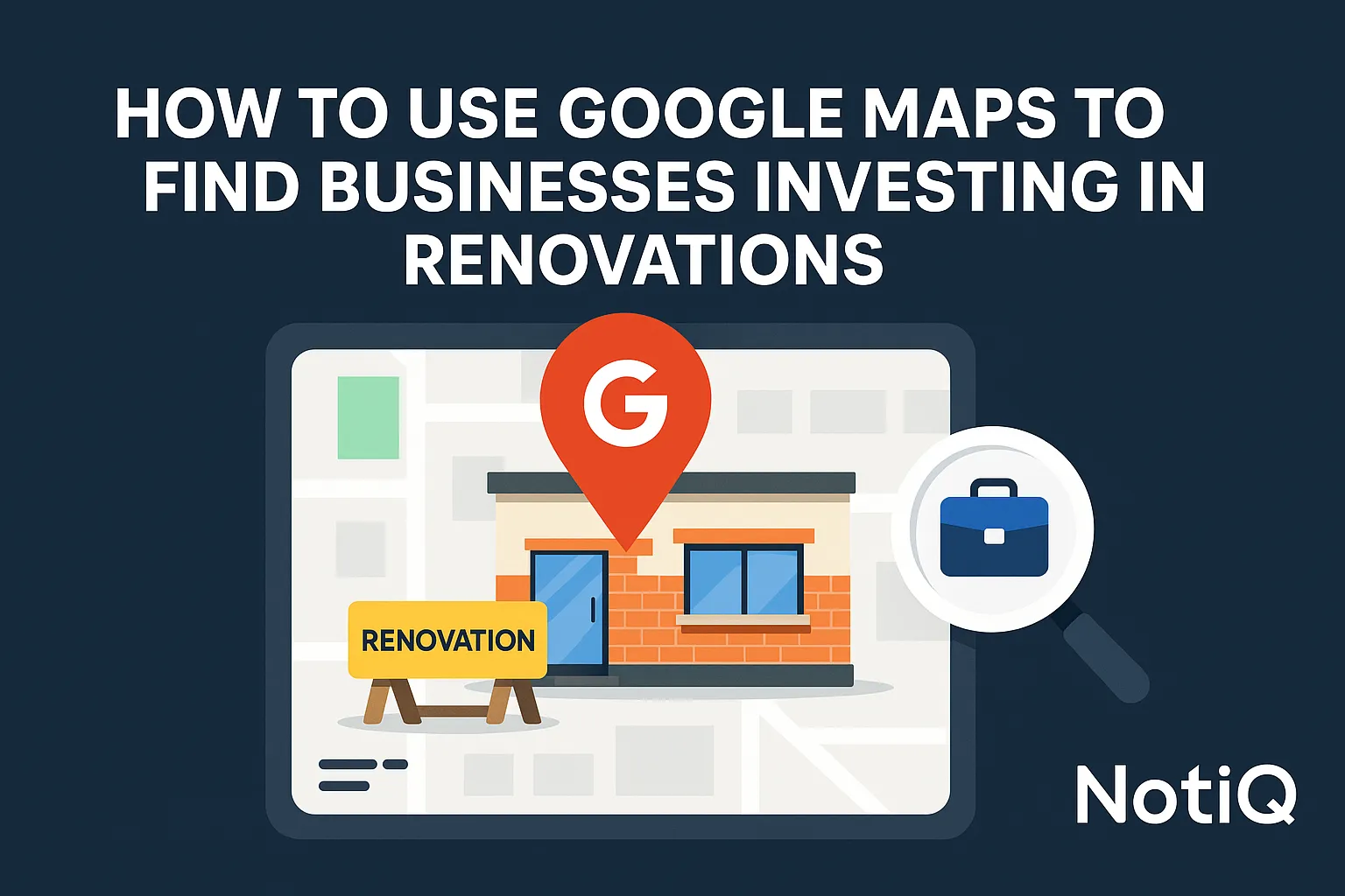 A person using Google Maps on a smartphone to view a business undergoing renovations, highlighting potential prospecting oppo