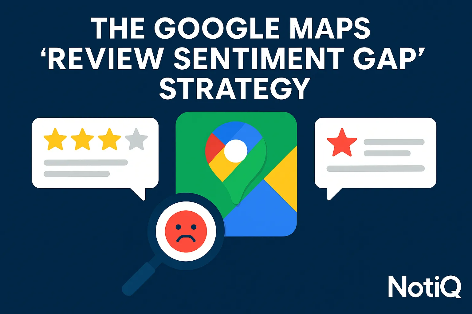 Map overlay with glowing reviews, highlighting the gap between reviews and customer intent for targeted lead generation.