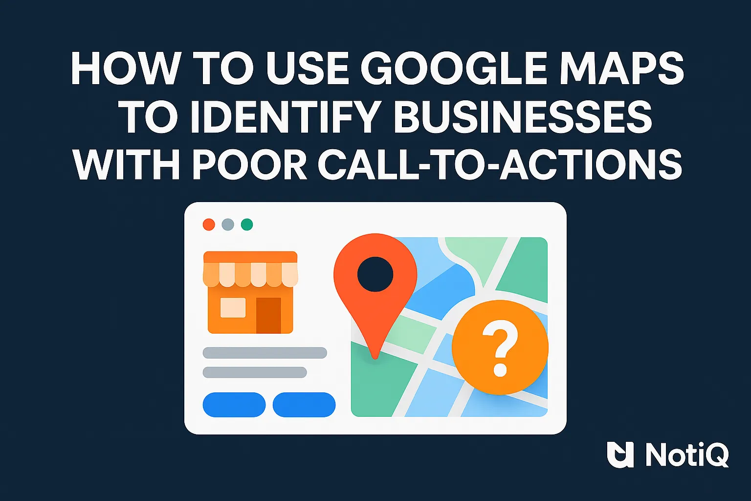 A laptop displaying Google Maps with highlighted local business listings and weak CTAs, emphasizing digital marketing strateg