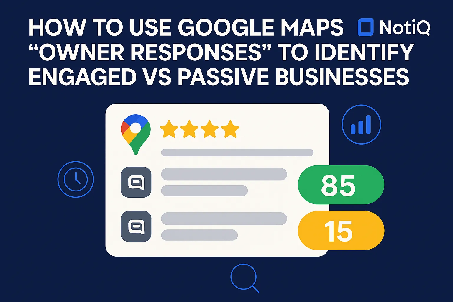 A screenshot of Google Maps displaying business owner responses to reviews, highlighting engagement levels.