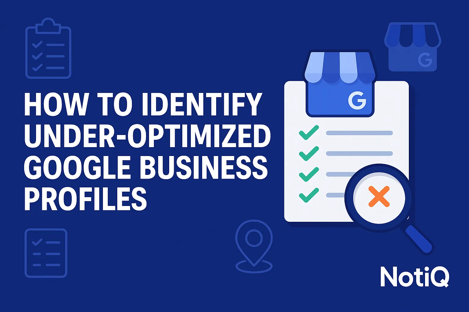 A person analyzing Google Business Profiles on a laptop, highlighting optimization opportunities with charts and notes.