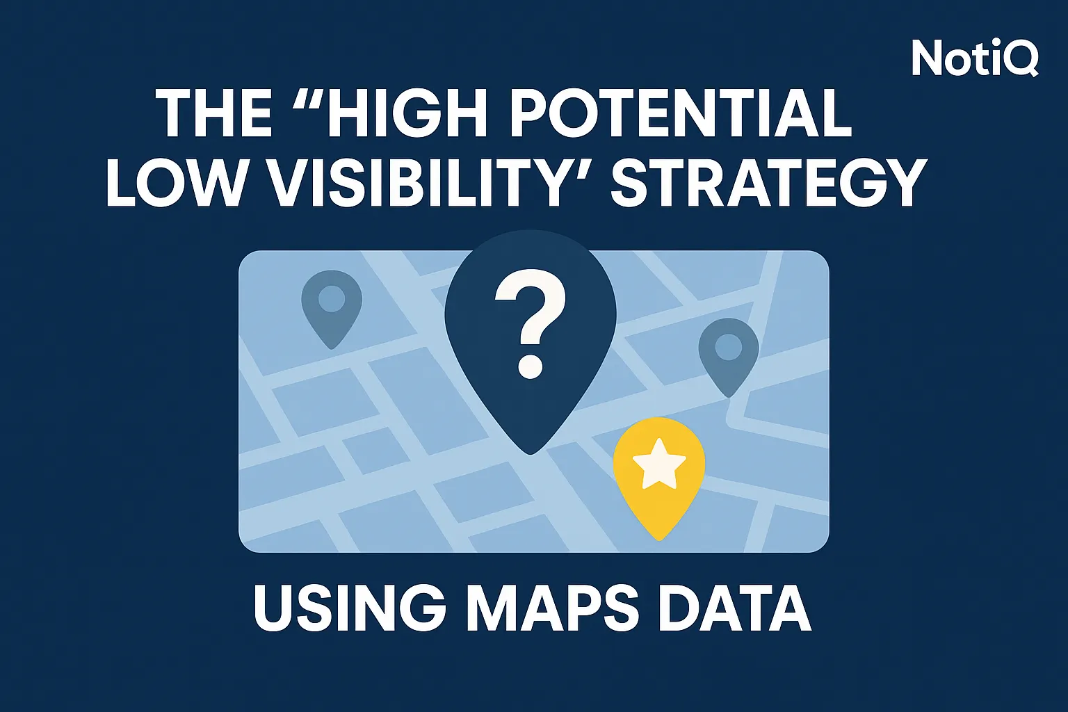 A map with marked locations, highlighting high-potential businesses and their online visibility scores for local SEO strategy