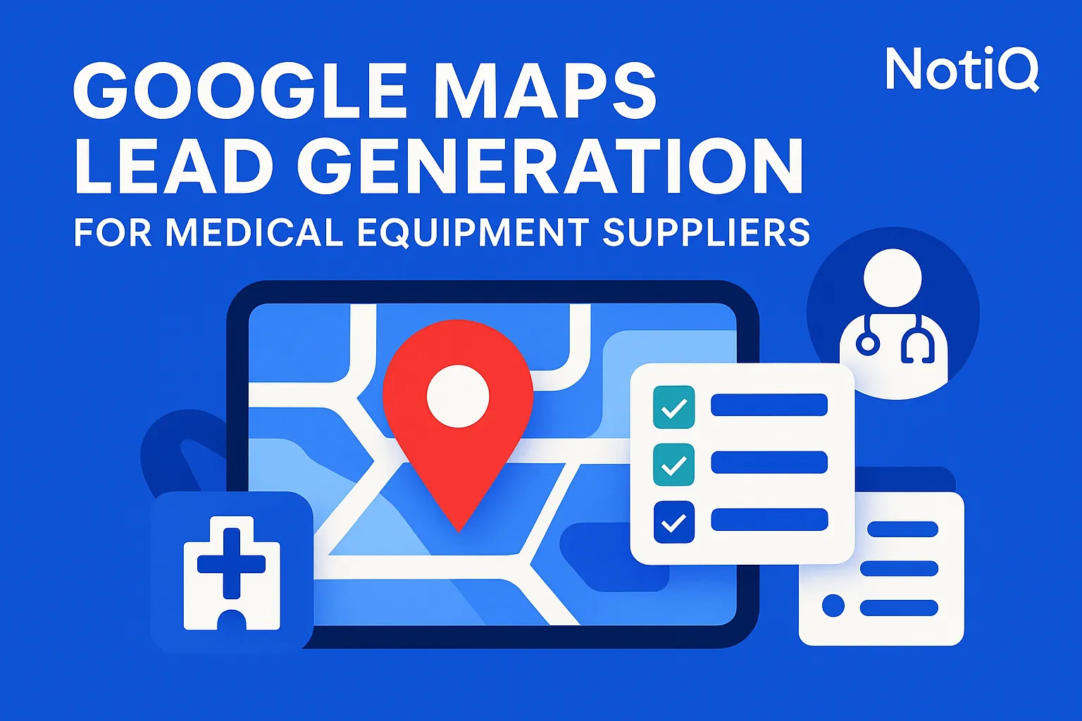 A healthcare professional examines Google Maps on a tablet, highlighting medical facilities for lead generation.