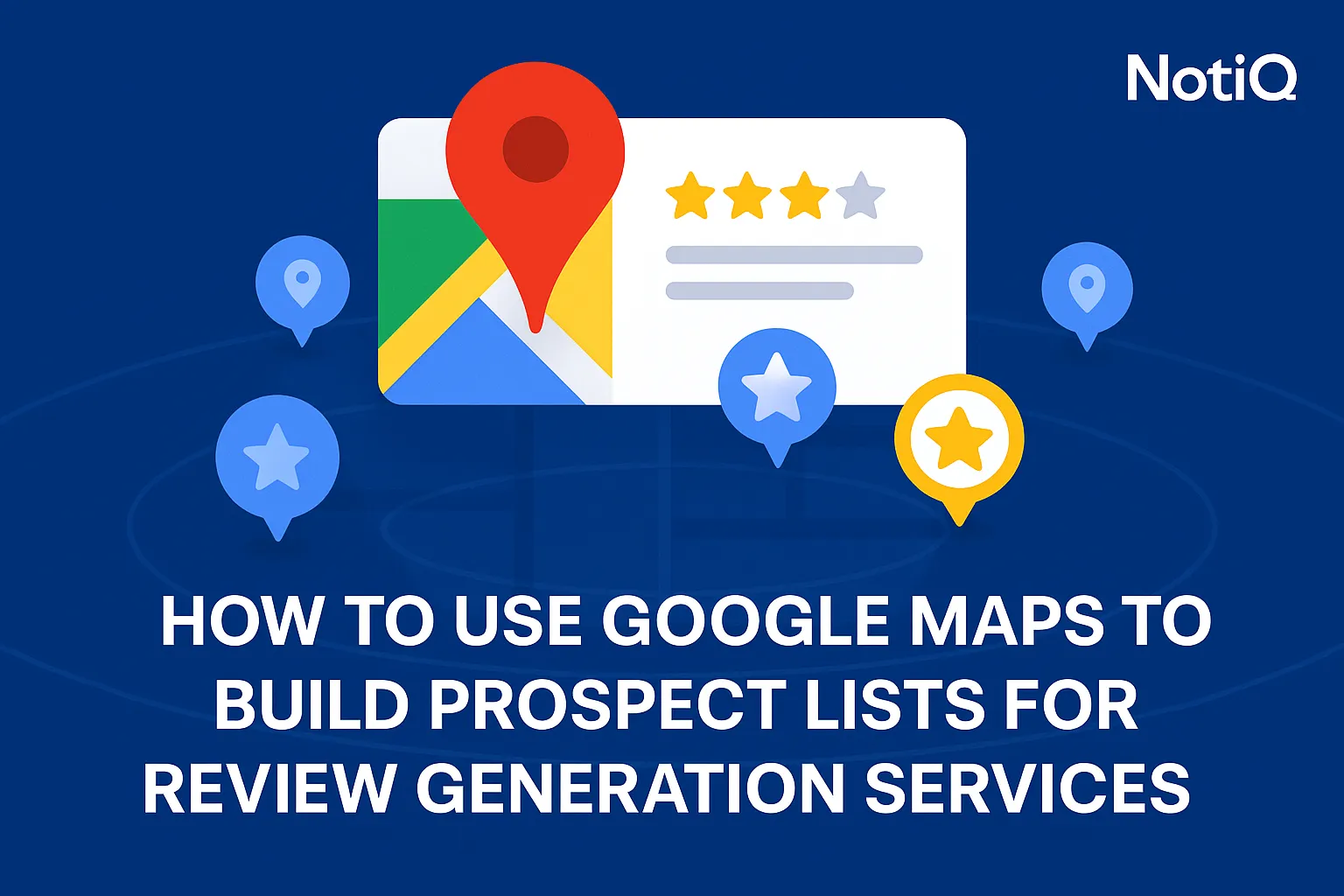 A person uses Google Maps on a laptop to identify local businesses for review generation opportunities.