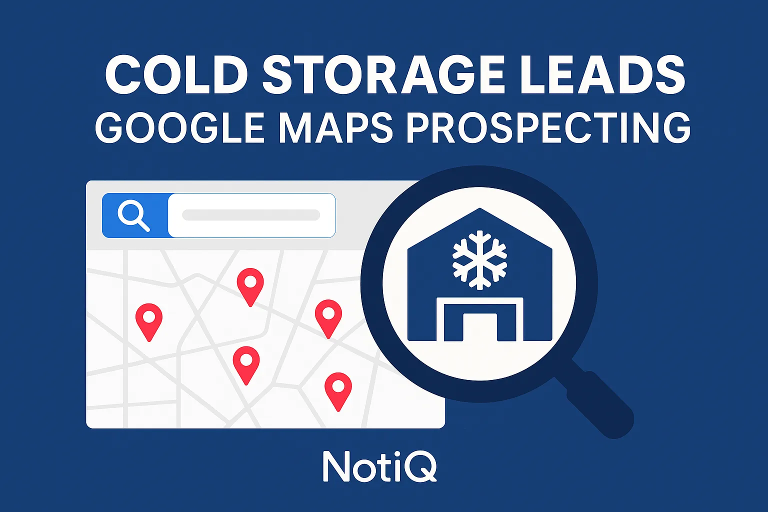 A person using Google Maps on a laptop to identify cold storage and refrigeration companies for prospecting.
