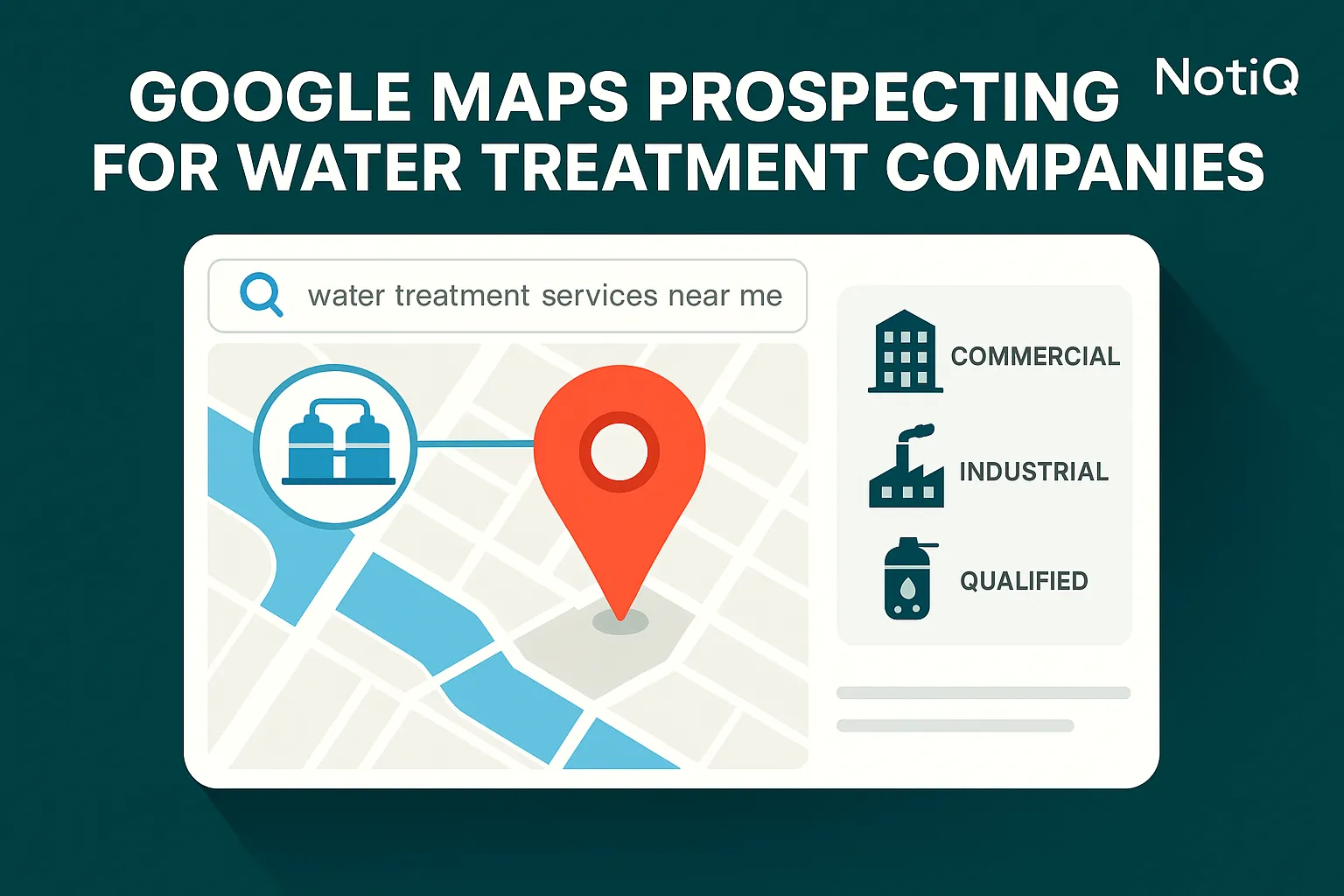 A businessperson analyzing Google Maps on a laptop, pinpointing local water treatment prospects for effective outreach.