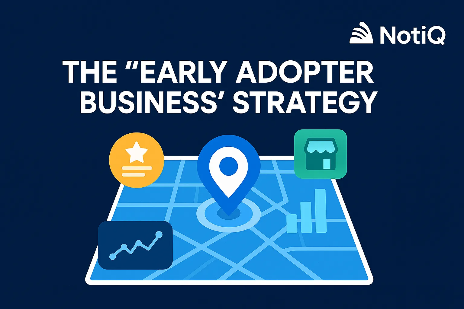 A map with highlighted regions, graphs, and data points symbolizing the strategy of identifying early adopters for businesses