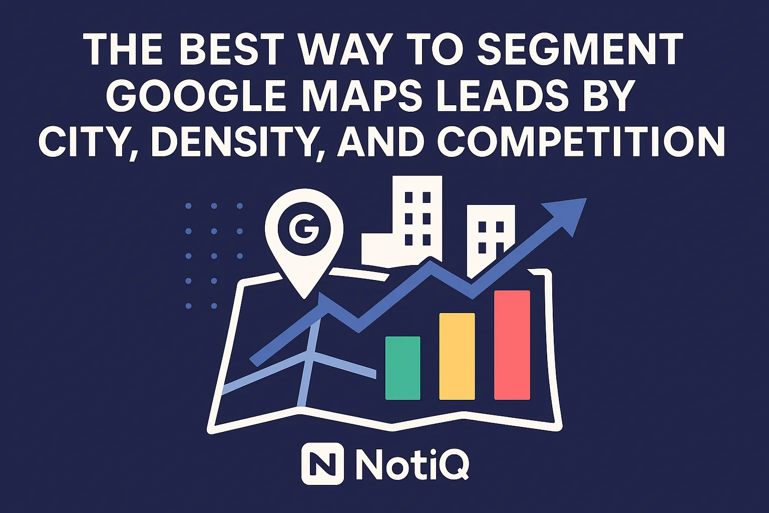 A map with marked cities illustrating segmentation of Google Maps leads by density and competition for targeted outreach.